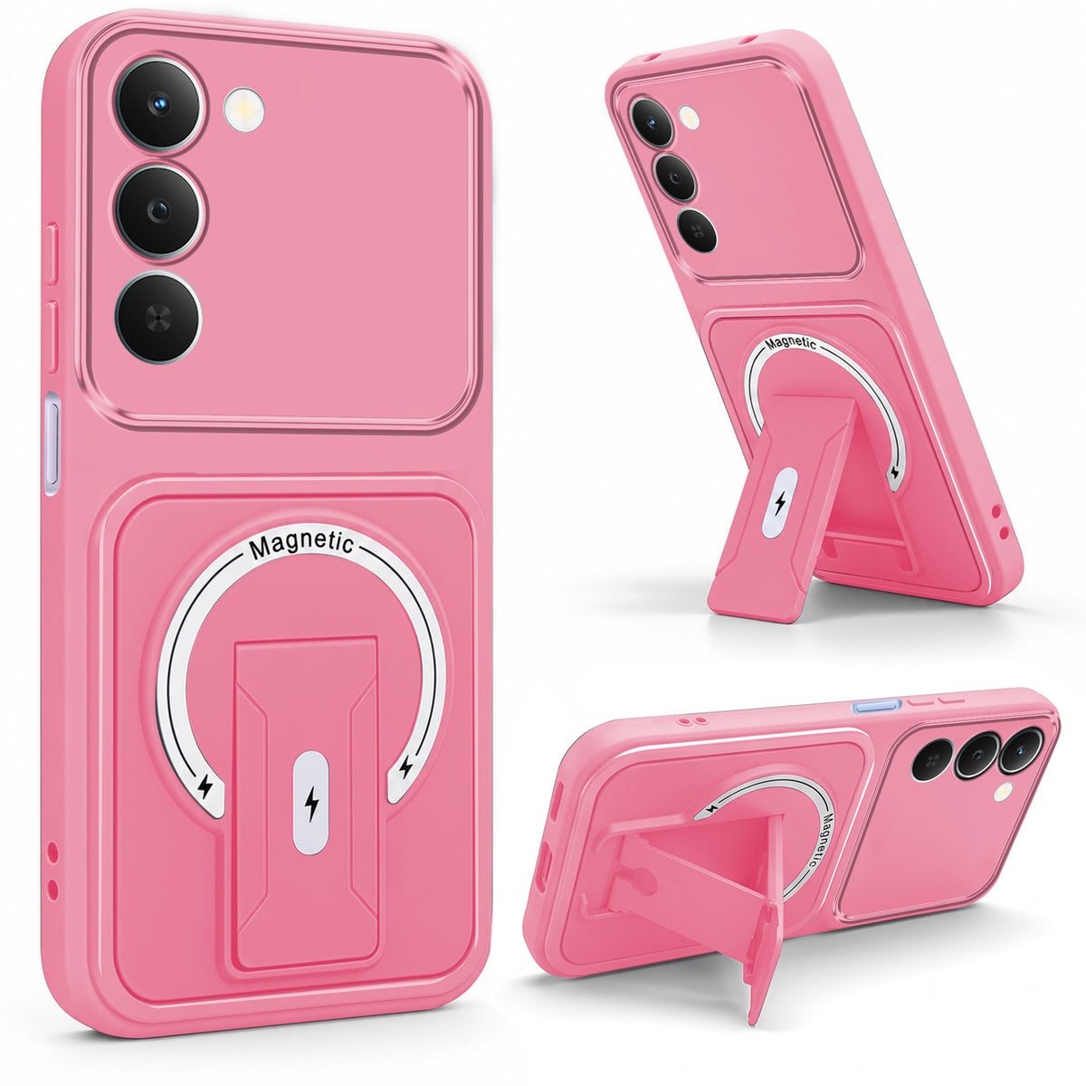 For Realme C83 5G Back Case Cover Metallic (Hybrid Armor Kickstand | MagSafe Compatible | Camera Protection Shockproof)