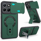 For Motorola Moto Edge 70 Fusion Back Case Cover Metallic (Hybrid Armor Kickstand | Sliding Shutter Camera Protection | MagSafe Compatible)