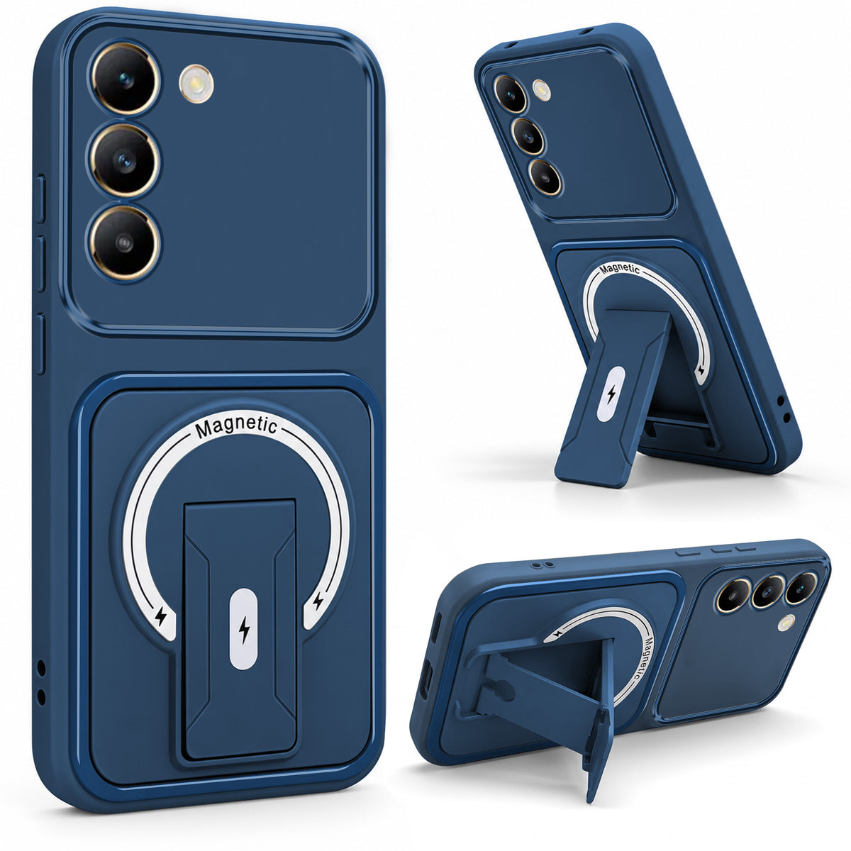 For Vivo Y200e Back Case Cover Metallic (Hybrid Armor Kickstand | MagSafe Compatible | Camera Protection Shockproof)