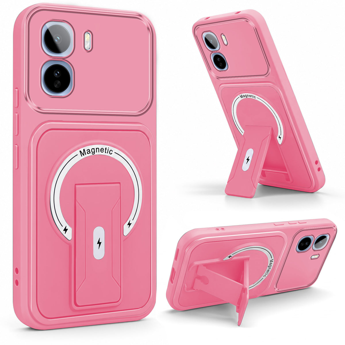 For Vivo T5 Pro 5G Back Case Cover Metallic (Hybrid Armor Kickstand | MagSafe Compatible | Camera Protection Shockproof)