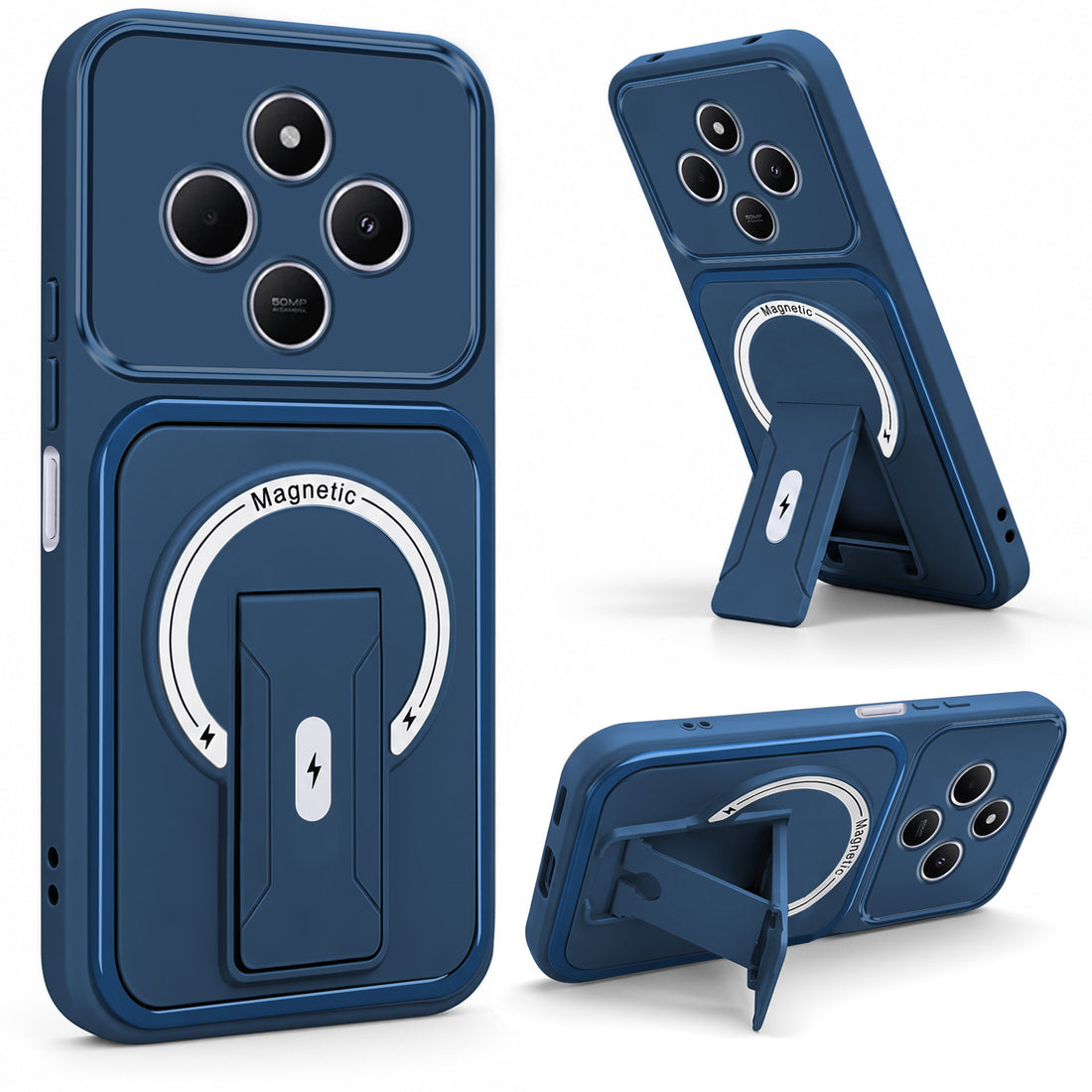 For Redmi A4 5G | Xiaomi Redmi 14C Back Case Cover Metallic (Hybrid Armor Kickstand | MagSafe Compatible | Camera Protection Shockproof)