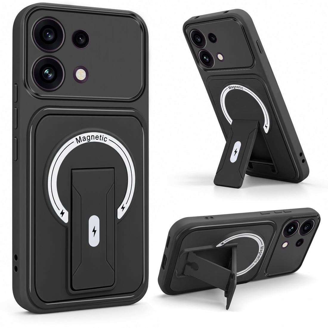 For Oppo Reno 16C 5G Back Case Cover Metallic (Hybrid Armor Kickstand | MagSafe Compatible | Camera Protection Shockproof)