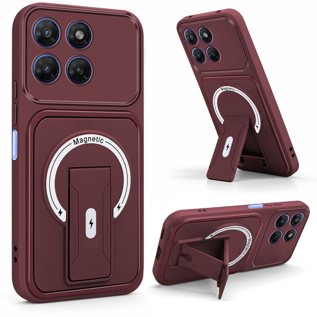 For Motorola Moto G37 Back Case Cover Metallic (Hybrid Armor Kickstand | MagSafe Compatible | Camera Protection Shockproof)