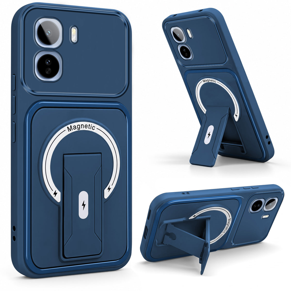 For Vivo T5 Pro 5G Back Case Cover Metallic (Hybrid Armor Kickstand | MagSafe Compatible | Camera Protection Shockproof)