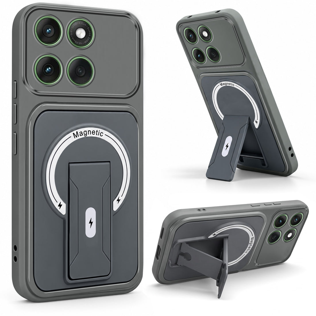 For Motorola Moto Edge 60 Back Case Cover Metallic (Hybrid Armor Kickstand | MagSafe Compatible | Camera Protection Shockproof)