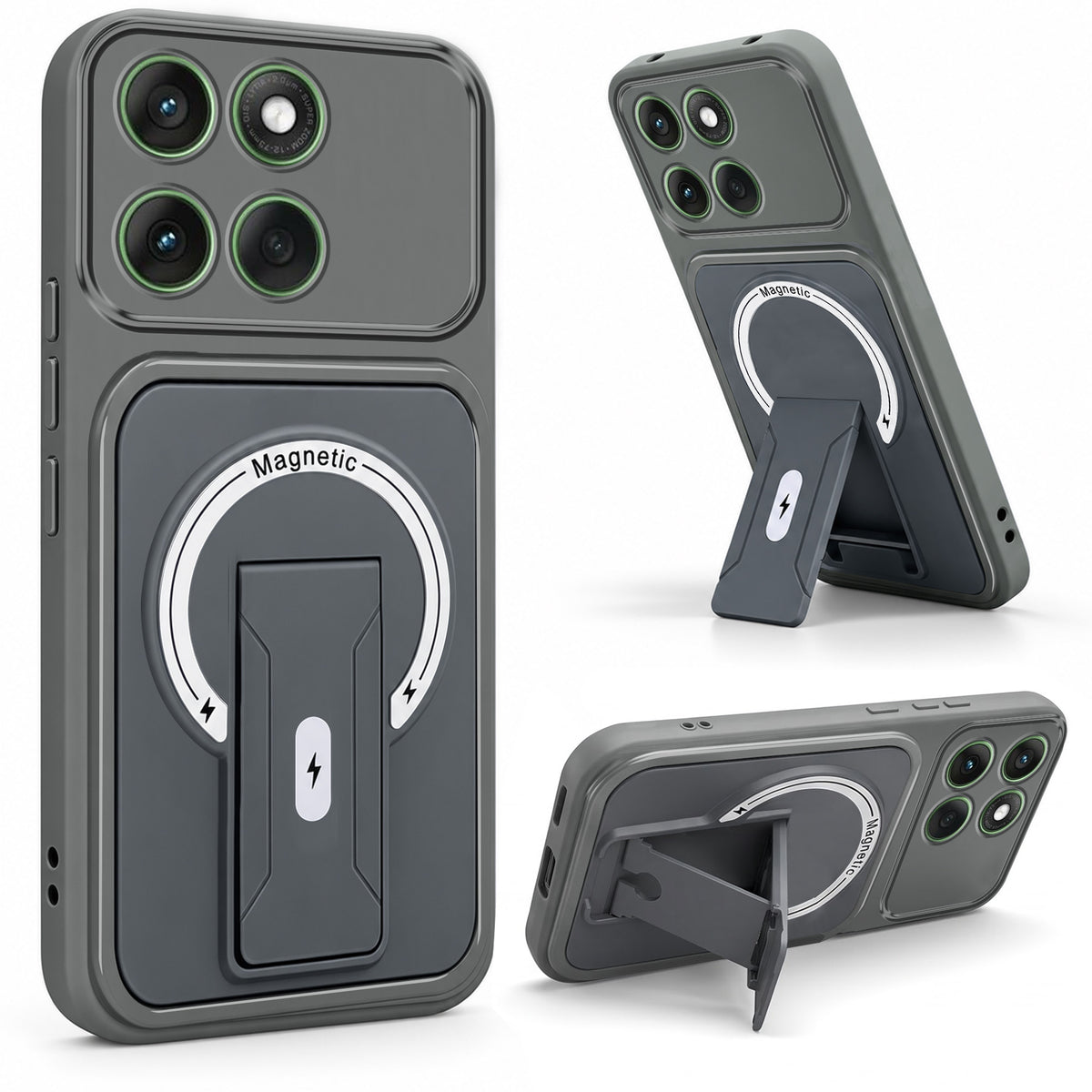 For Motorola Moto Edge 60 Back Case Cover Metallic (Hybrid Armor Kickstand | MagSafe Compatible | Camera Protection Shockproof)