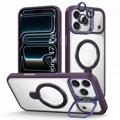 For iPhone 17 Pro Back Cover Case Crystal (Lifetime Anti Yellow | Magnetic Ring Stand | Camera Lens Protection | MagSafe Compatible)