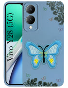 For Vivo Y28 5G Back Cover Case (Soft Butterfly Embroidery | Women Teen Girls | Camera Protection| Matte Silicone)