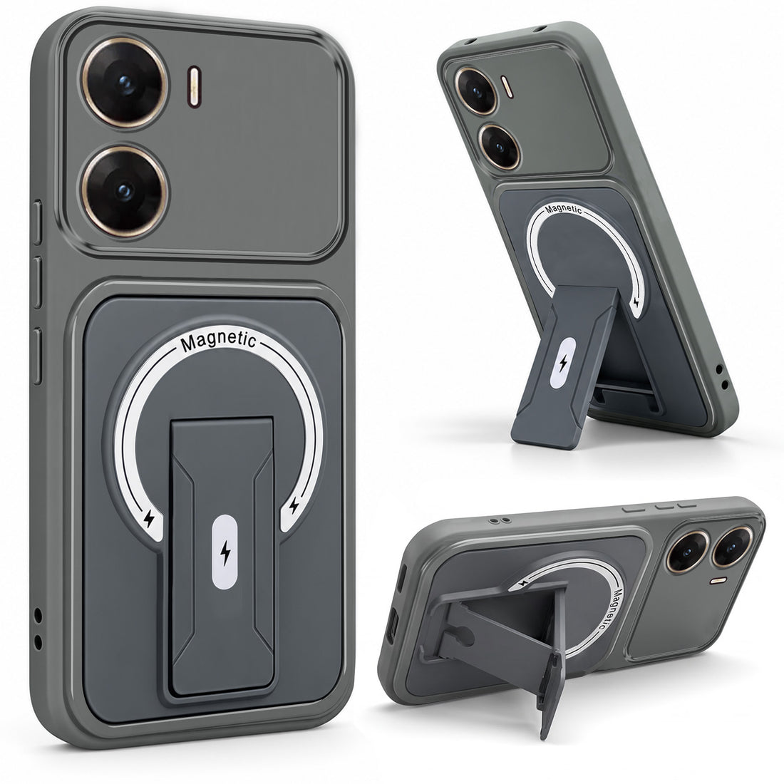 For Vivo V29e 5G Back Case Cover Metallic (Hybrid Armor Kickstand | MagSafe Compatible | Camera Protection Shockproof)