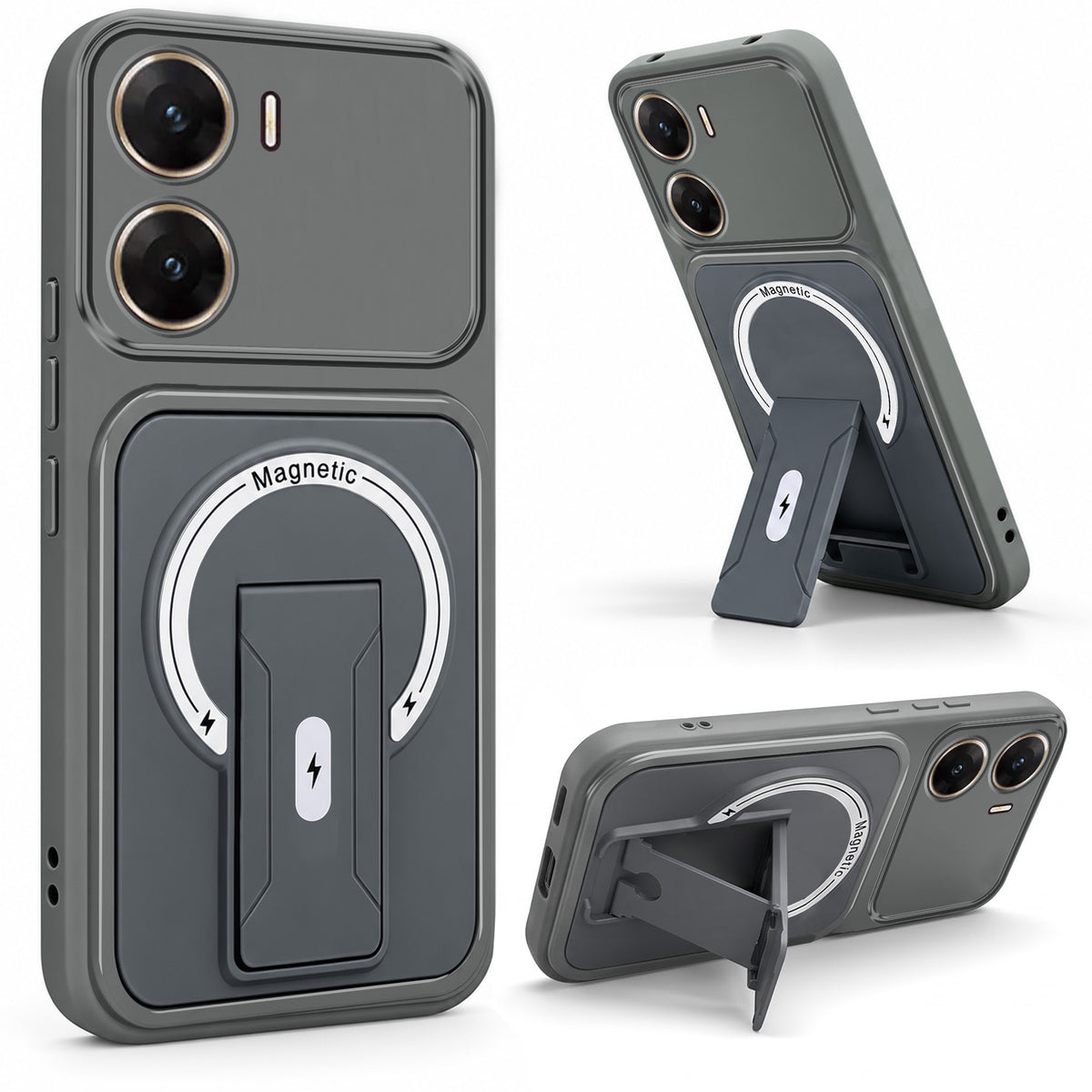 For Vivo V29e 5G Back Case Cover Metallic (Hybrid Armor Kickstand | MagSafe Compatible | Camera Protection Shockproof)