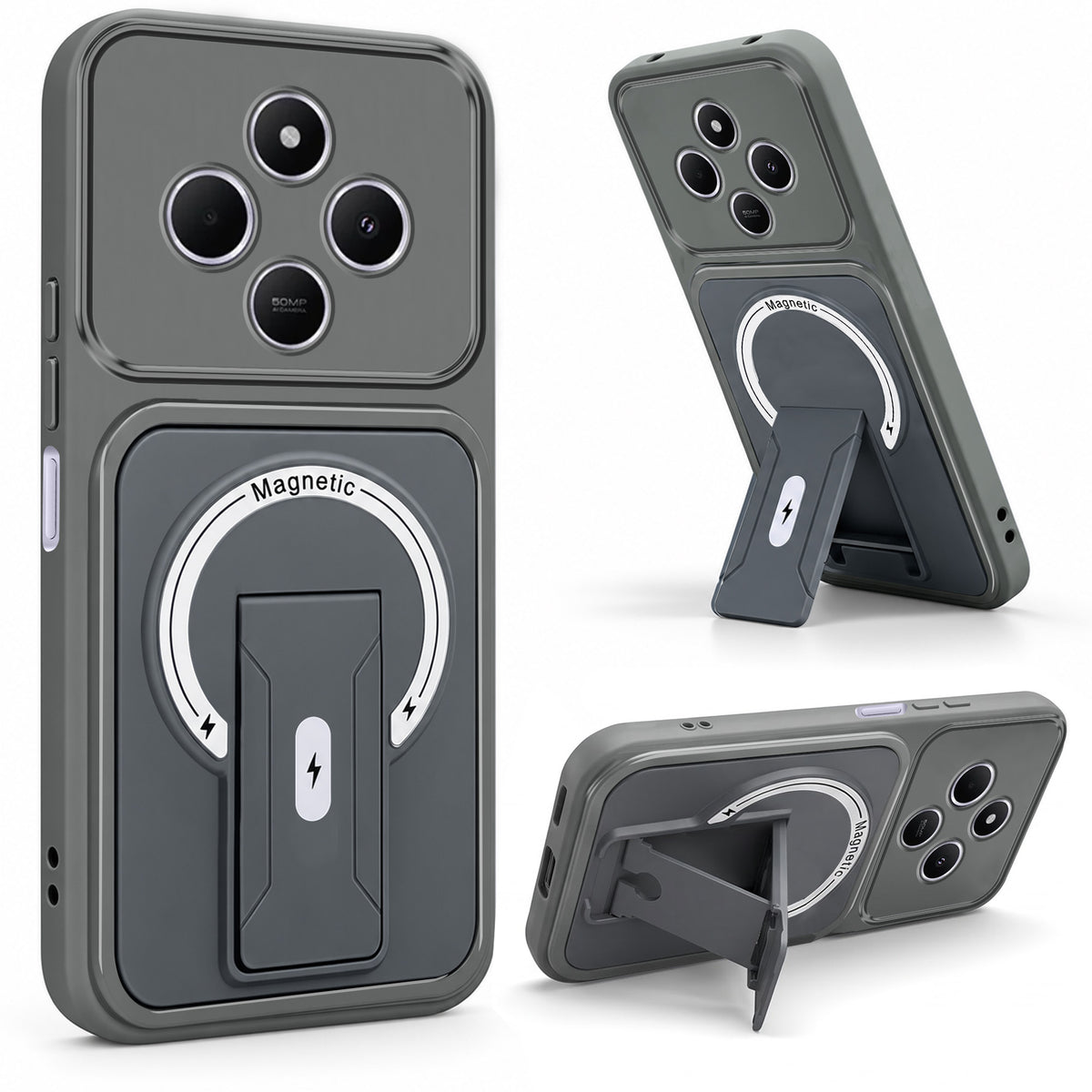 For Redmi A4 5G | Xiaomi Redmi 14C Back Case Cover Metallic (Hybrid Armor Kickstand | MagSafe Compatible | Camera Protection Shockproof)