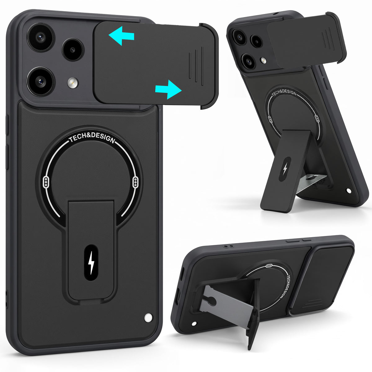 For Nothing Phone 3A Lite Back Case Cover Metallic (Hybrid Armor Kickstand | Sliding Shutter Camera Protection | MagSafe Compatible)