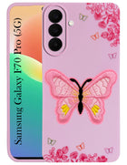 For Samsung Galaxy F70 Pro 5G Back Cover Case (Soft Butterfly Embroidery | Women Teen Girls | Camera Protection| Matte Silicone)