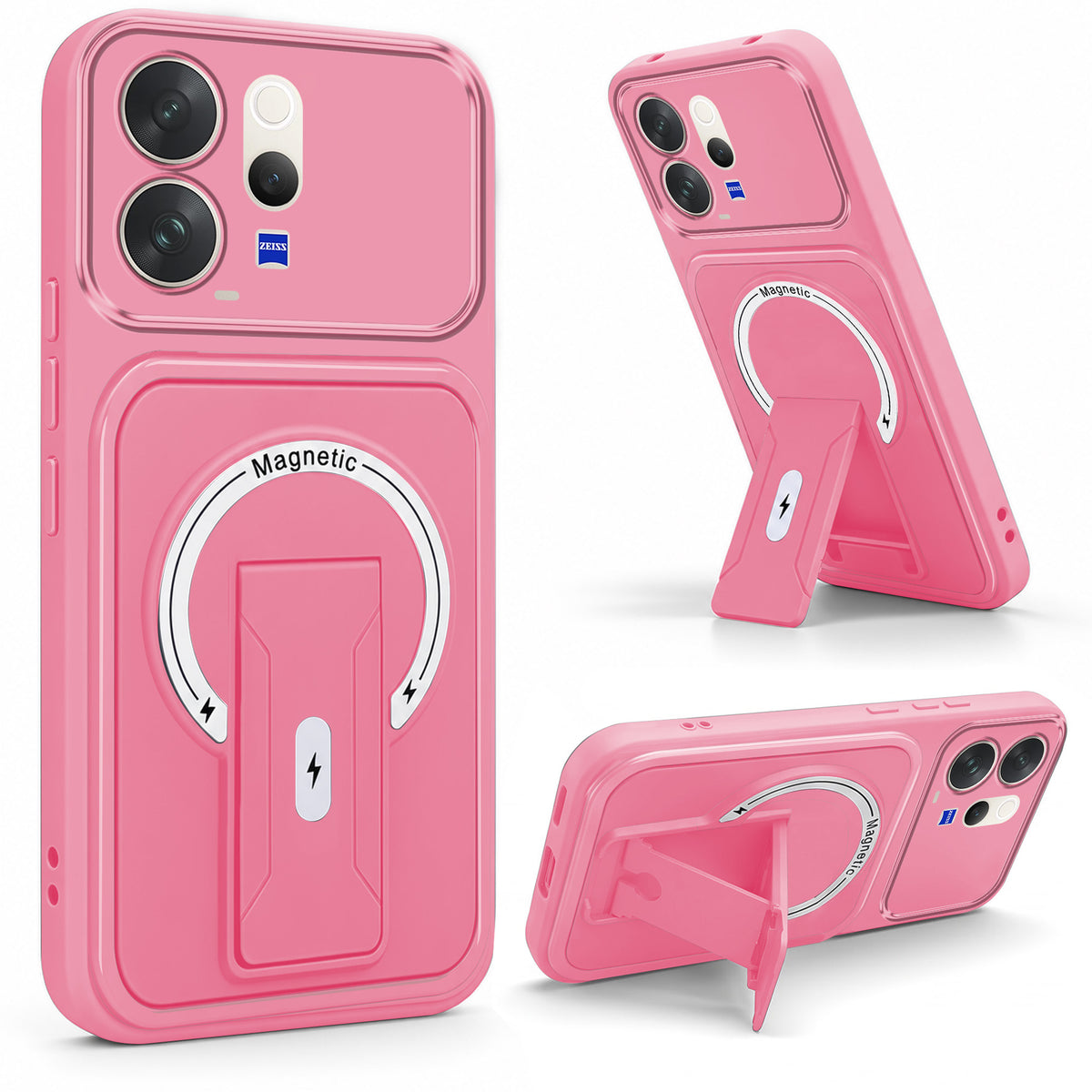 For Vivo V70 | Vivo V70 Elite 5G Back Case Cover Metallic (Hybrid Armor Kickstand | MagSafe Compatible | Camera Protection Shockproof)