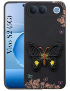For Vivo S2 5G Back Cover Case (Soft Butterfly Embroidery | Women Teen Girls | Camera Protection| Matte Silicone)