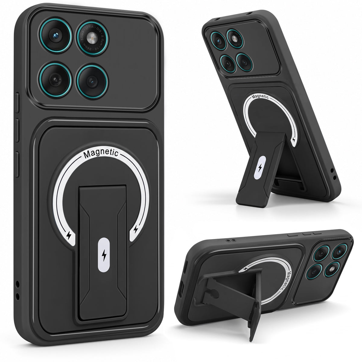 For Motorola Moto Edge 60 Fusion Back Case Cover Metallic (Hybrid Armor Kickstand | MagSafe Compatible | Camera Protection Shockproof)