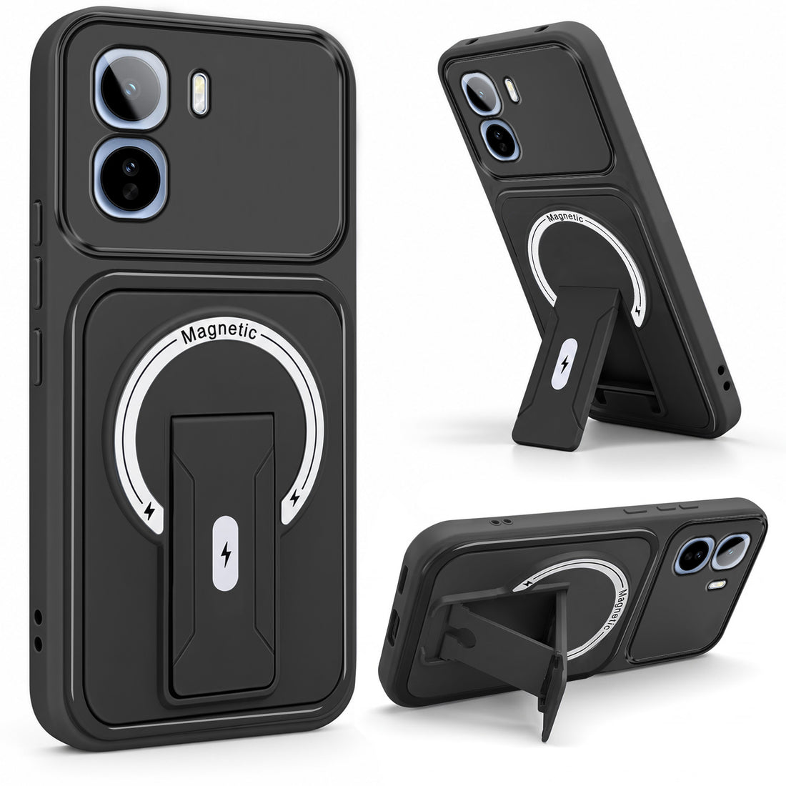 For Vivo T5 Pro 5G Back Case Cover Metallic (Hybrid Armor Kickstand | MagSafe Compatible | Camera Protection Shockproof)