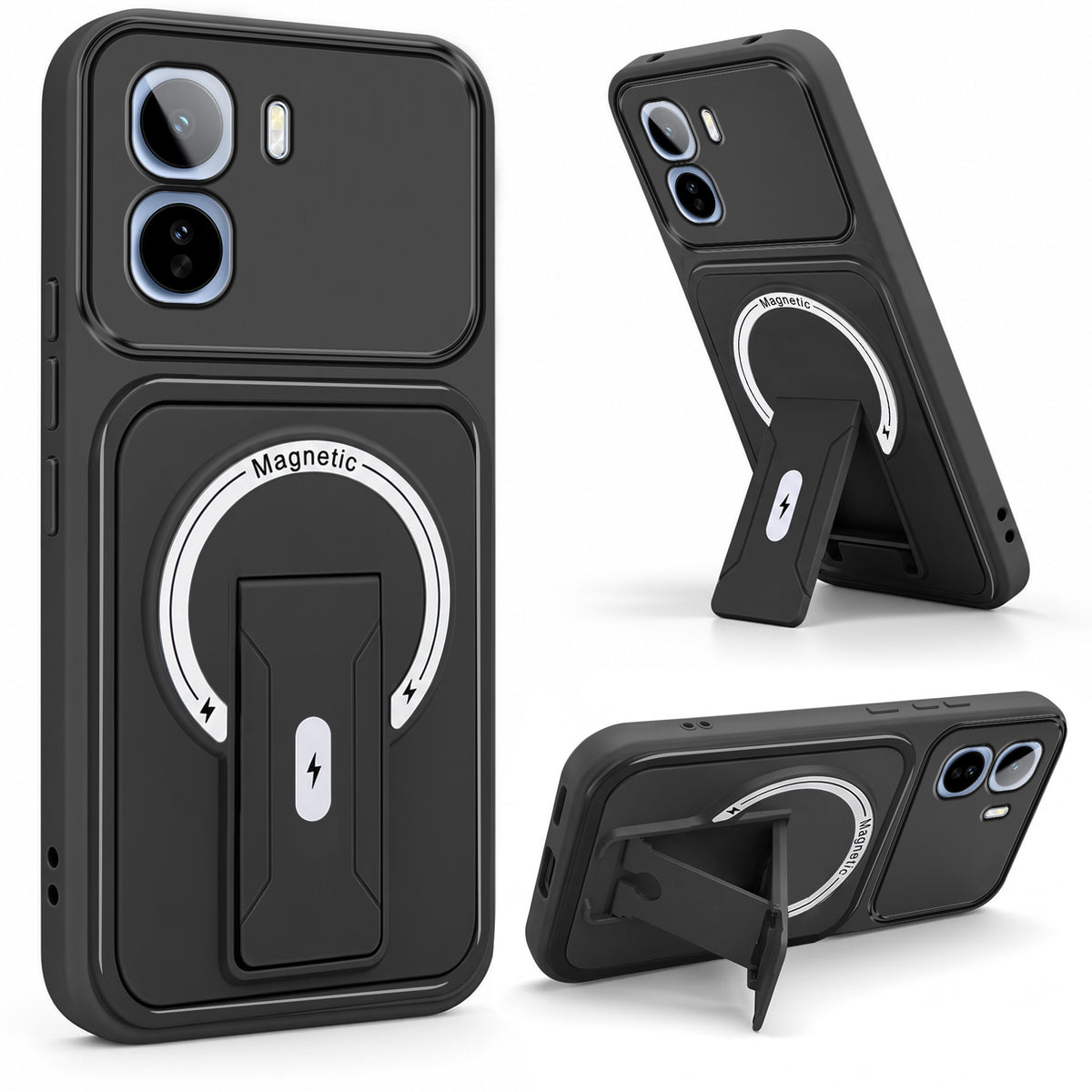 For Vivo T5 Pro 5G Back Case Cover Metallic (Hybrid Armor Kickstand | MagSafe Compatible | Camera Protection Shockproof)