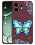 For OnePlus N6 Back Cover Case (Soft Butterfly Embroidery | Women Teen Girls | Camera Protection| Matte Silicone)