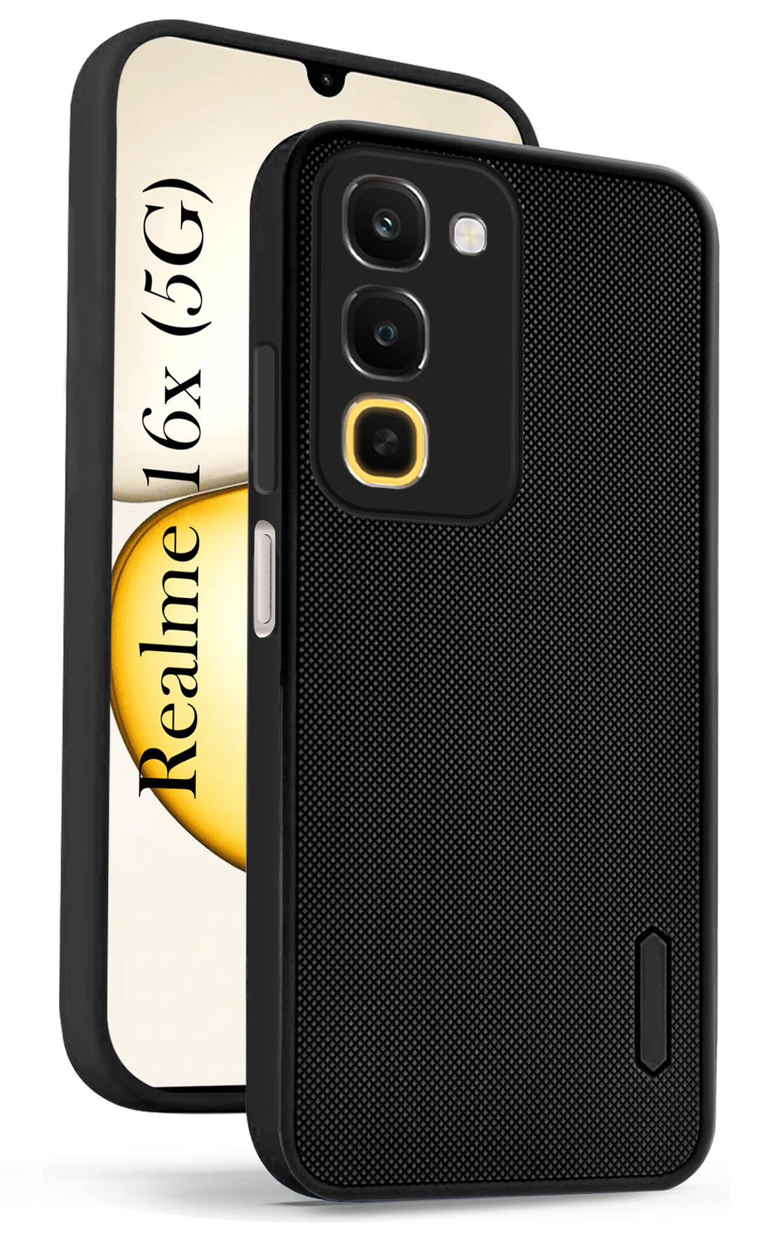 For Realme 16x 5G Back Cover Case Rubberised (Textured Grip Design| Micro-Fiber Cloth Inside | Slim and Light Weight | Soft Touch and Feel)