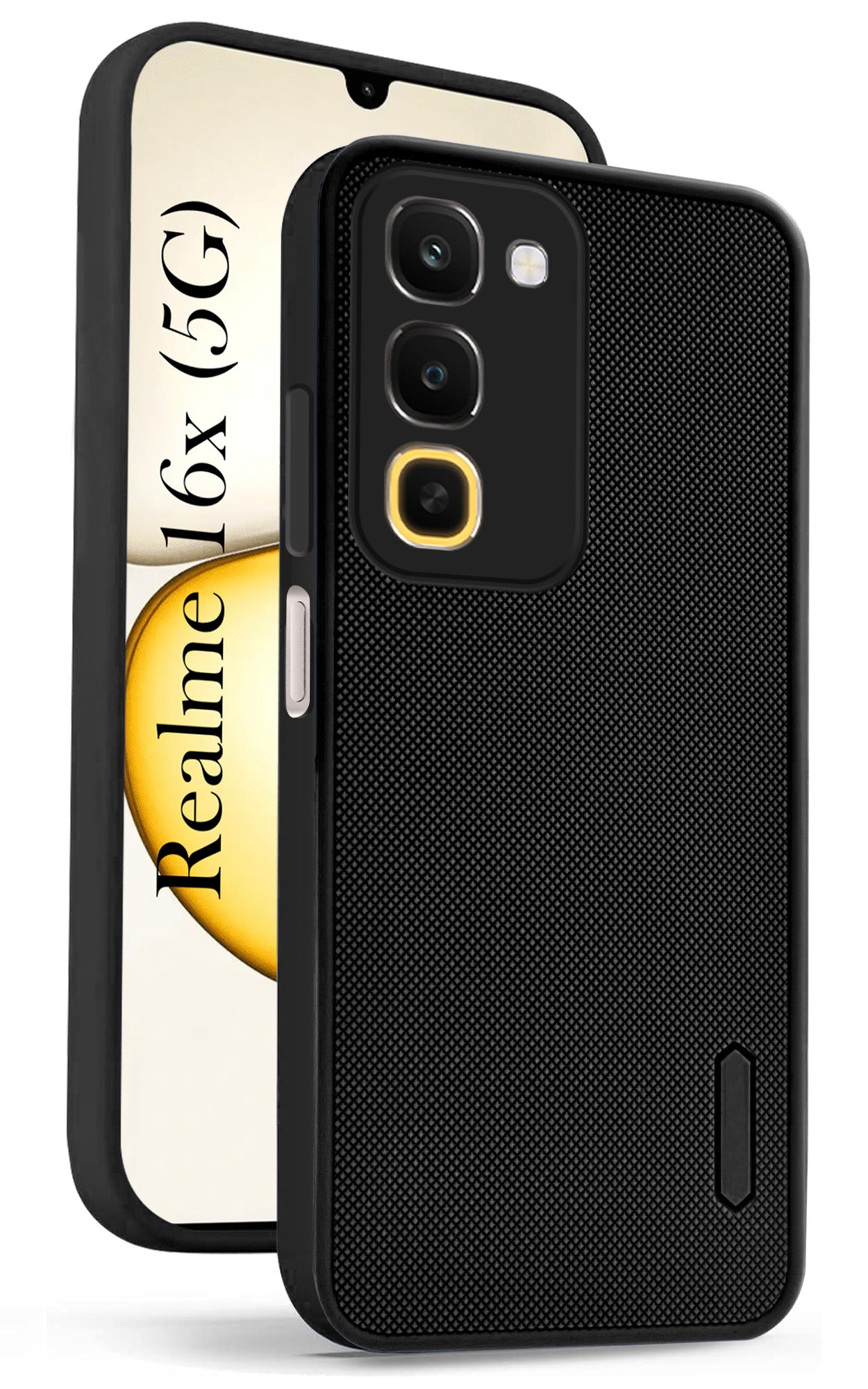 For Realme 16x 5G Back Cover Case Rubberised (Textured Grip Design| Micro-Fiber Cloth Inside | Slim and Light Weight | Soft Touch and Feel)