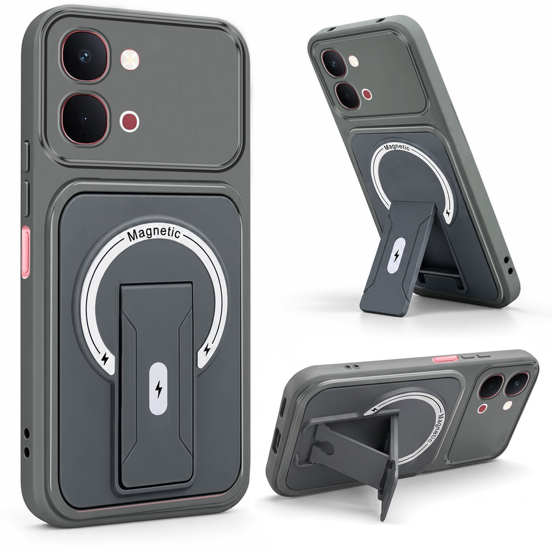 For Vivo Y31T 5G Back Case Cover Metallic (Hybrid Armor Kickstand | MagSafe Compatible | Camera Protection Shockproof)