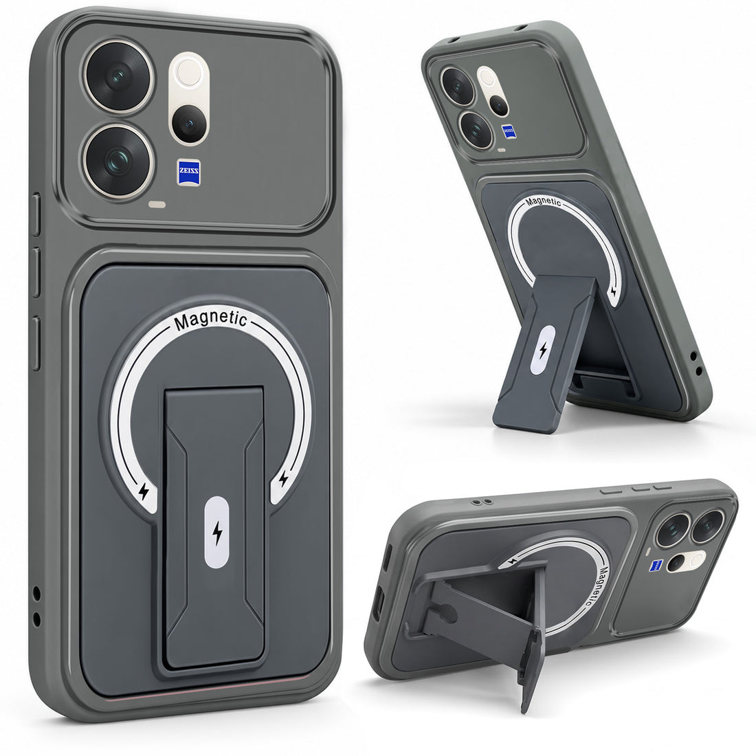 For Vivo V70 | Vivo V70 Elite 5G Back Case Cover Metallic (Hybrid Armor Kickstand | MagSafe Compatible | Camera Protection Shockproof)
