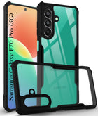 For Samsung Galaxy F70 Pro 5G Back Cover Case Hybrid (Shockproof with Polycarbonate Clear Panel | Professional Black)