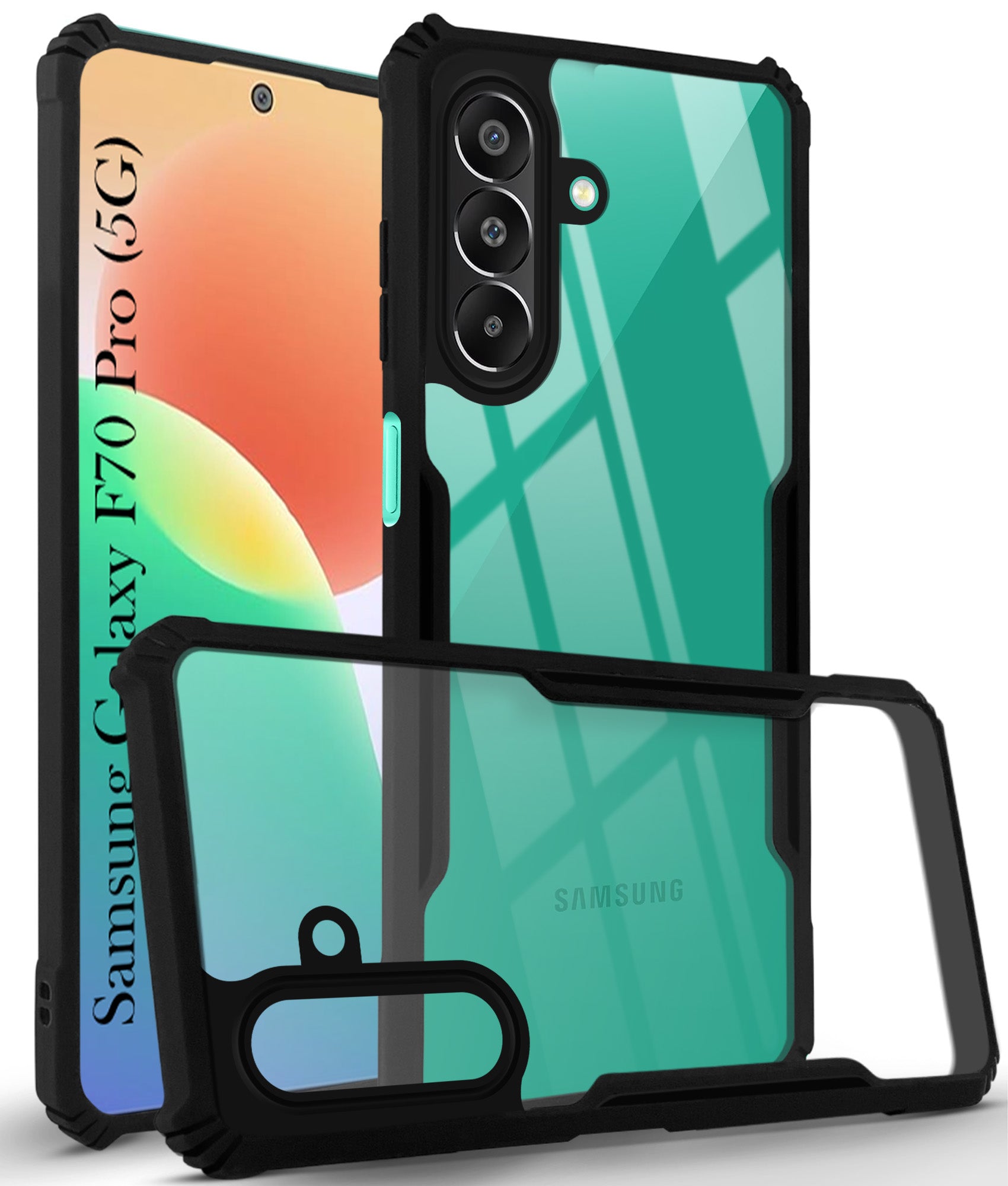 For Samsung Galaxy F70 Pro 5G Back Cover Case Hybrid (Shockproof with Polycarbonate Clear Panel | Professional Black)