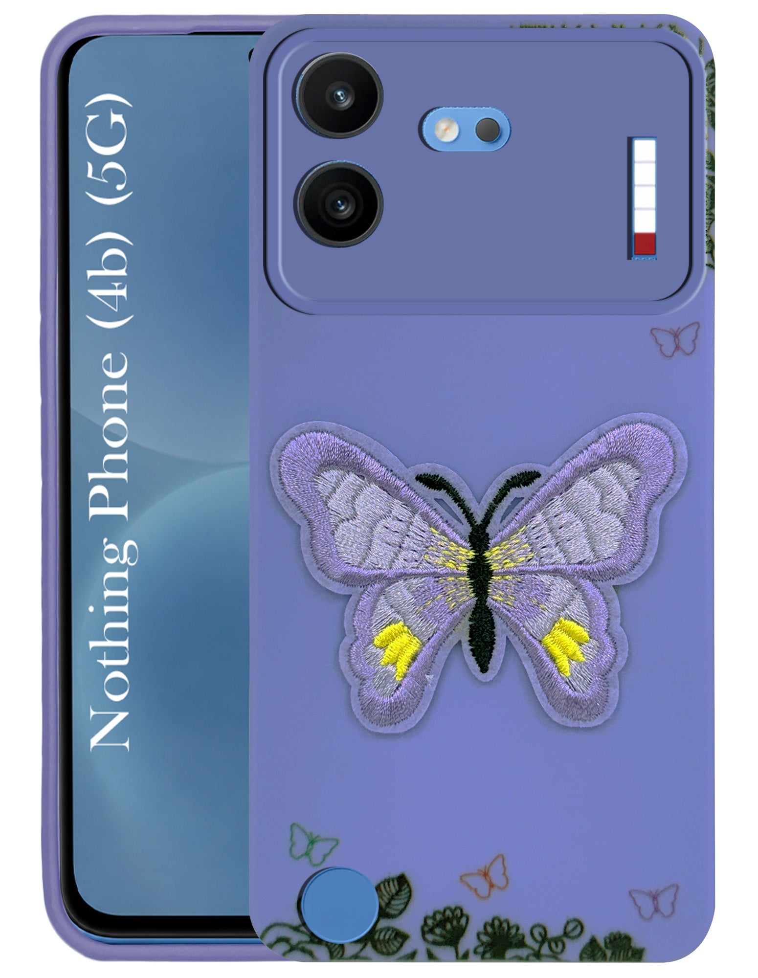 For Nothing Phone 4B 5G Power Back Cover Case (Soft Butterfly Embroidery | Women Teen Girls | Camera Protection| Matte Silicone)