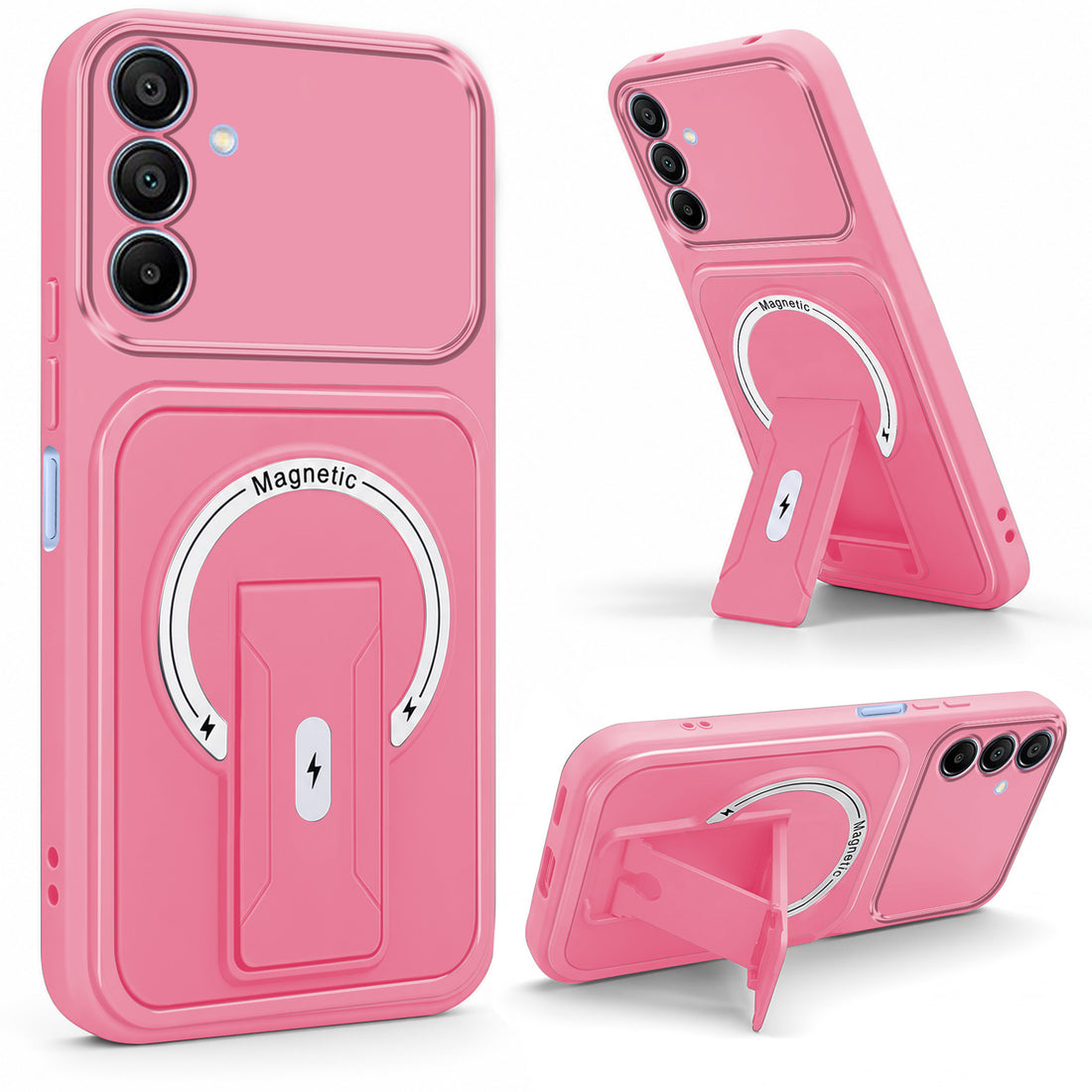 For Samsung Galaxy A15 5G Back Case Cover Metallic (Hybrid Armor Kickstand | MagSafe Compatible | Camera Protection Shockproof)