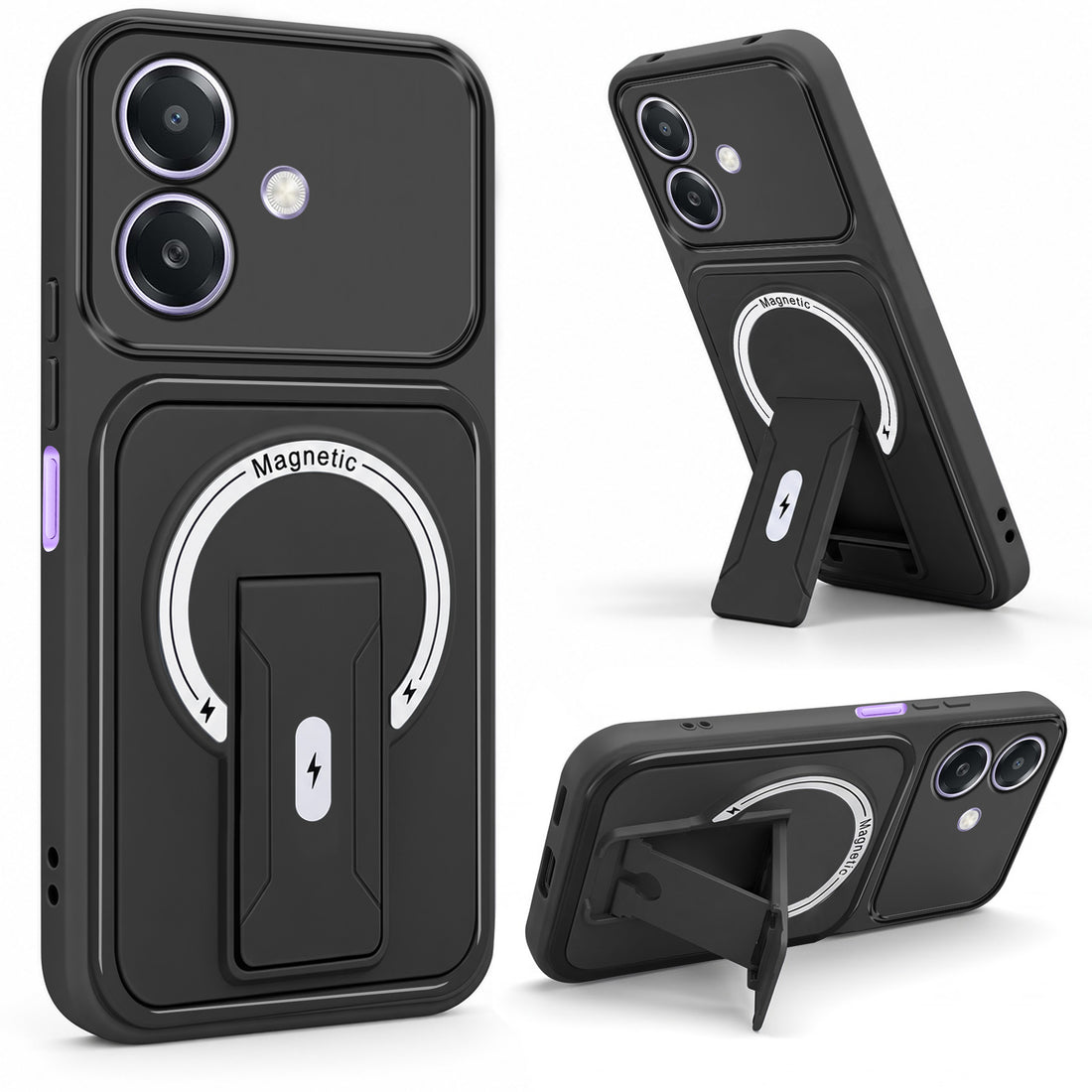 For Oppo A3X (4G/5G) | Oppo A3 5G Back Case Cover Metallic (Hybrid Armor Kickstand | MagSafe Compatible | Camera Protection Shockproof)