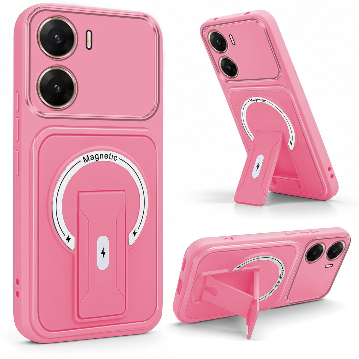 For Vivo V29e 5G Back Case Cover Metallic (Hybrid Armor Kickstand | MagSafe Compatible | Camera Protection Shockproof)