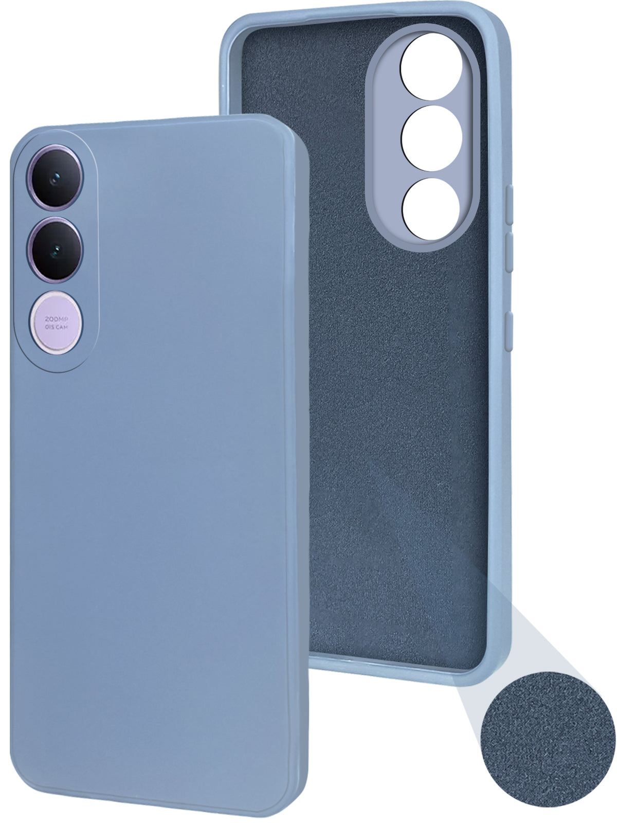For Vivo V70 FE 5G Back Cover Case (Matte Finish Silicone with Inside Fiber cloth)