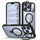 For Apple iPhone 18 Pro Max Back Cover Case Crystal (Lifetime Anti Yellow | Magnetic Ring Stand | Camera Lens Protection | MagSafe Compatible)