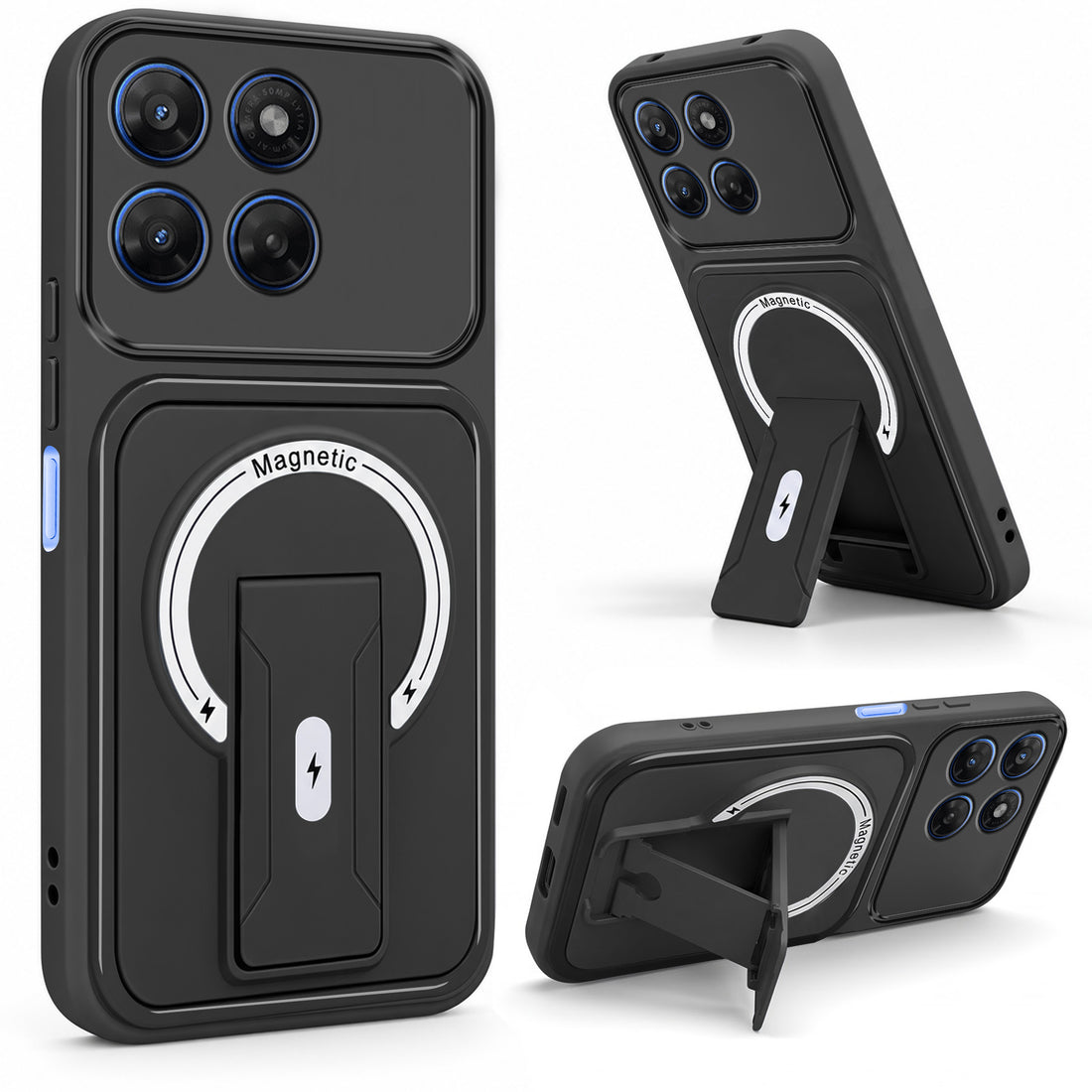 For Motorola Moto G37 Back Case Cover Metallic (Hybrid Armor Kickstand | MagSafe Compatible | Camera Protection Shockproof)