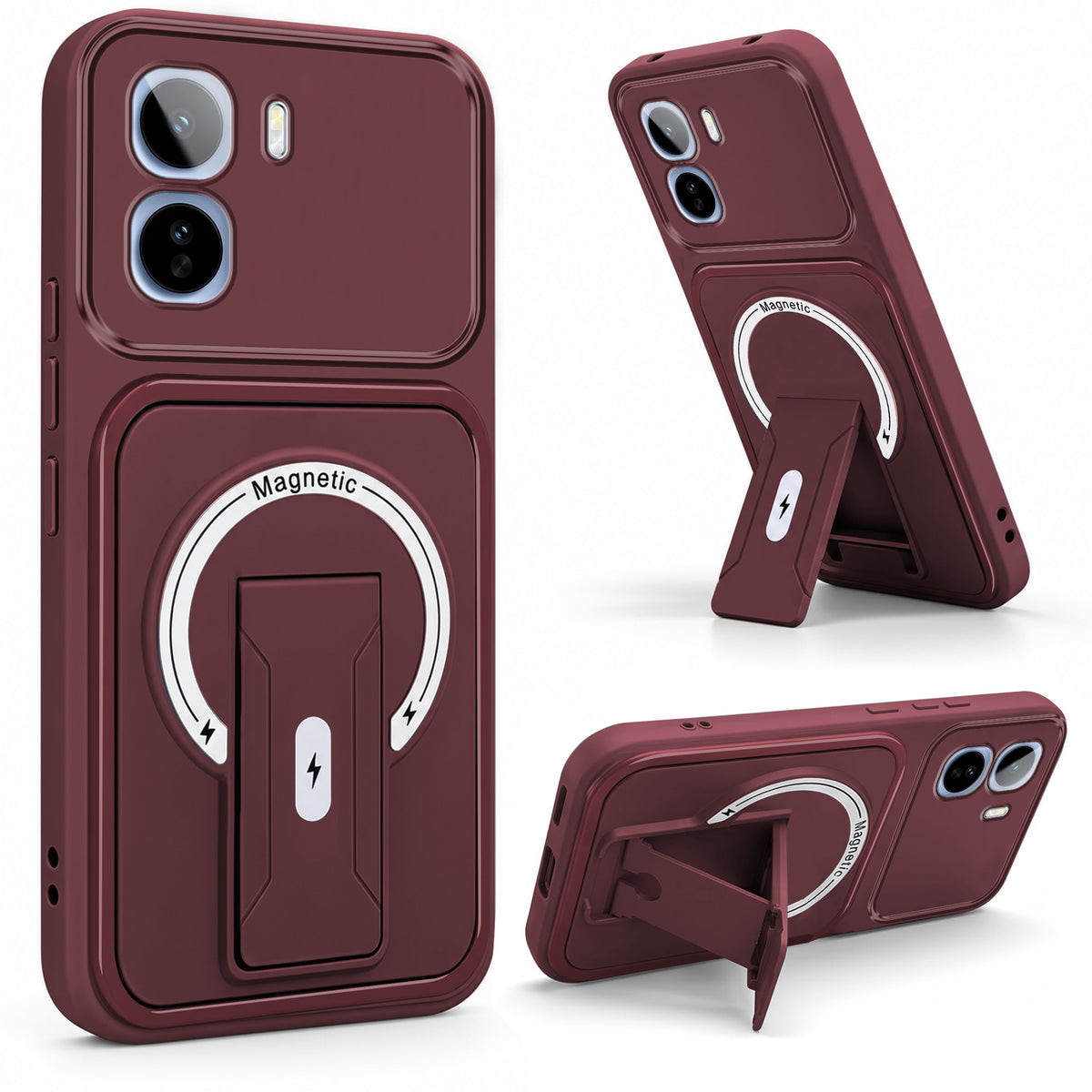 For Vivo T5 Pro 5G Back Case Cover Metallic (Hybrid Armor Kickstand | MagSafe Compatible | Camera Protection Shockproof)