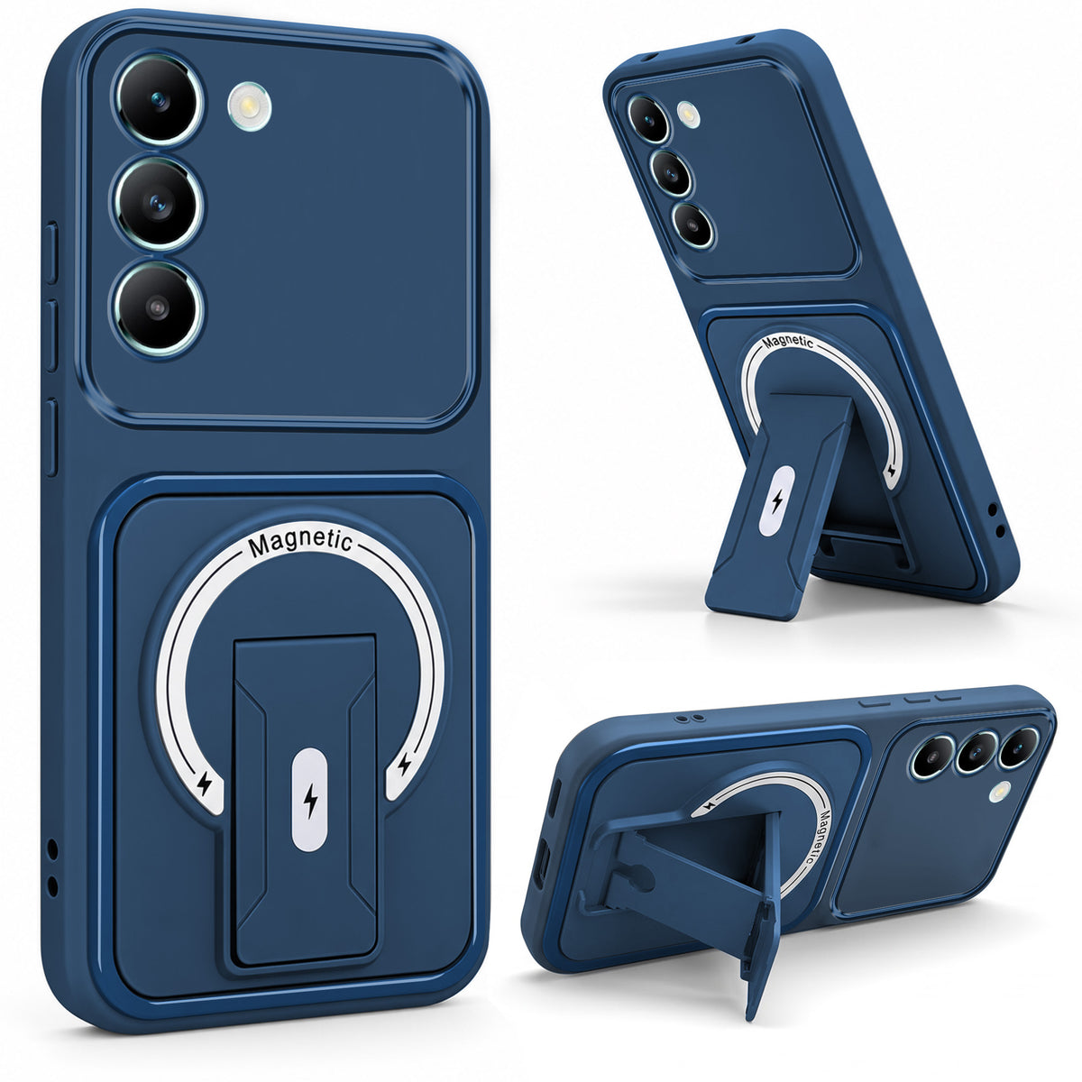 For Vivo T3 5G Back Case Cover Metallic (Hybrid Armor Kickstand | MagSafe Compatible | Camera Protection Shockproof)