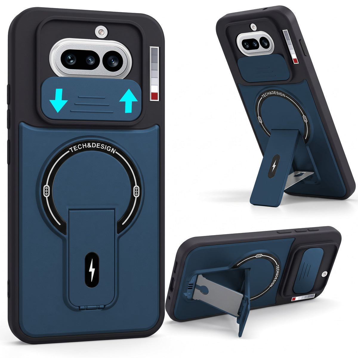 For Nothing Phone 4A 5G Back Case Cover Metallic (Hybrid Armor Kickstand | Sliding Shutter Camera Protection | MagSafe Compatible)