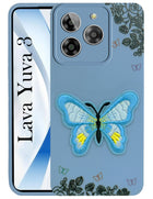 For Lava Yuva 3 Back Cover Case (Soft Butterfly Embroidery | Women Teen Girls | Camera Protection| Matte Silicone)