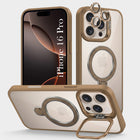 For Apple iPhone 16 Pro Back Cover Case Crystal (Lifetime Anti Yellow | Magnetic Ring Stand | Camera Lens Protection | MagSafe Compatible)