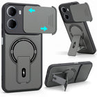 For Redmi 15A 5G Back Case Cover Metallic (Hybrid Armor Kickstand | Sliding Shutter Camera Protection | MagSafe Compatible)