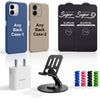 Complete Mobile Care Kit (Get Any 2 Cases+2 Tempered Glass+25W Charger Adapter+Metallic Mobile Stand+Cable Protector)