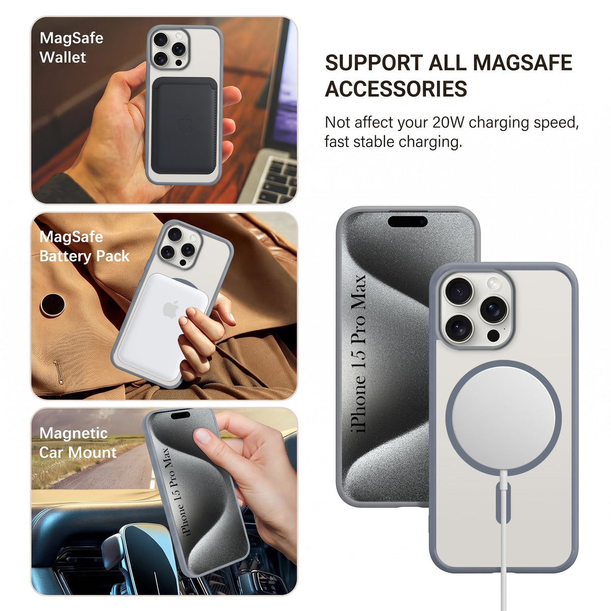For Apple iPhone 15 Pro Max Matte Finish Back Case Cover (MagSafe Compatible | Translucent Soft Touch | Slim and Unbreakable)