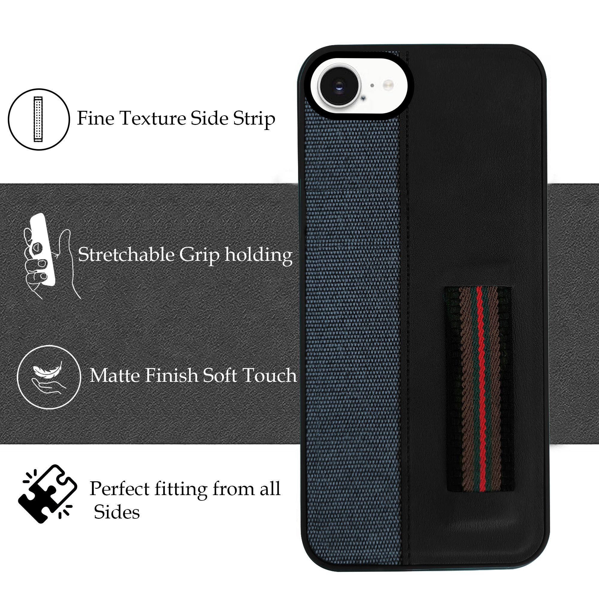 For iPhone 16e Back Cover Case (Professional PU Leather | Strip Chain Holder Socket)