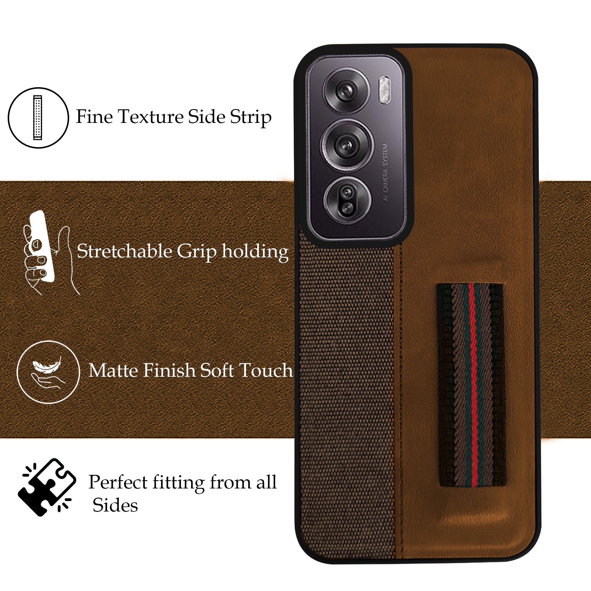 For Oppo Reno12 Pro 5G | Oppo Reno 12 Pro 5G Back Cover Case ( Professional PU Leather | Strip Chain Holder Socket)