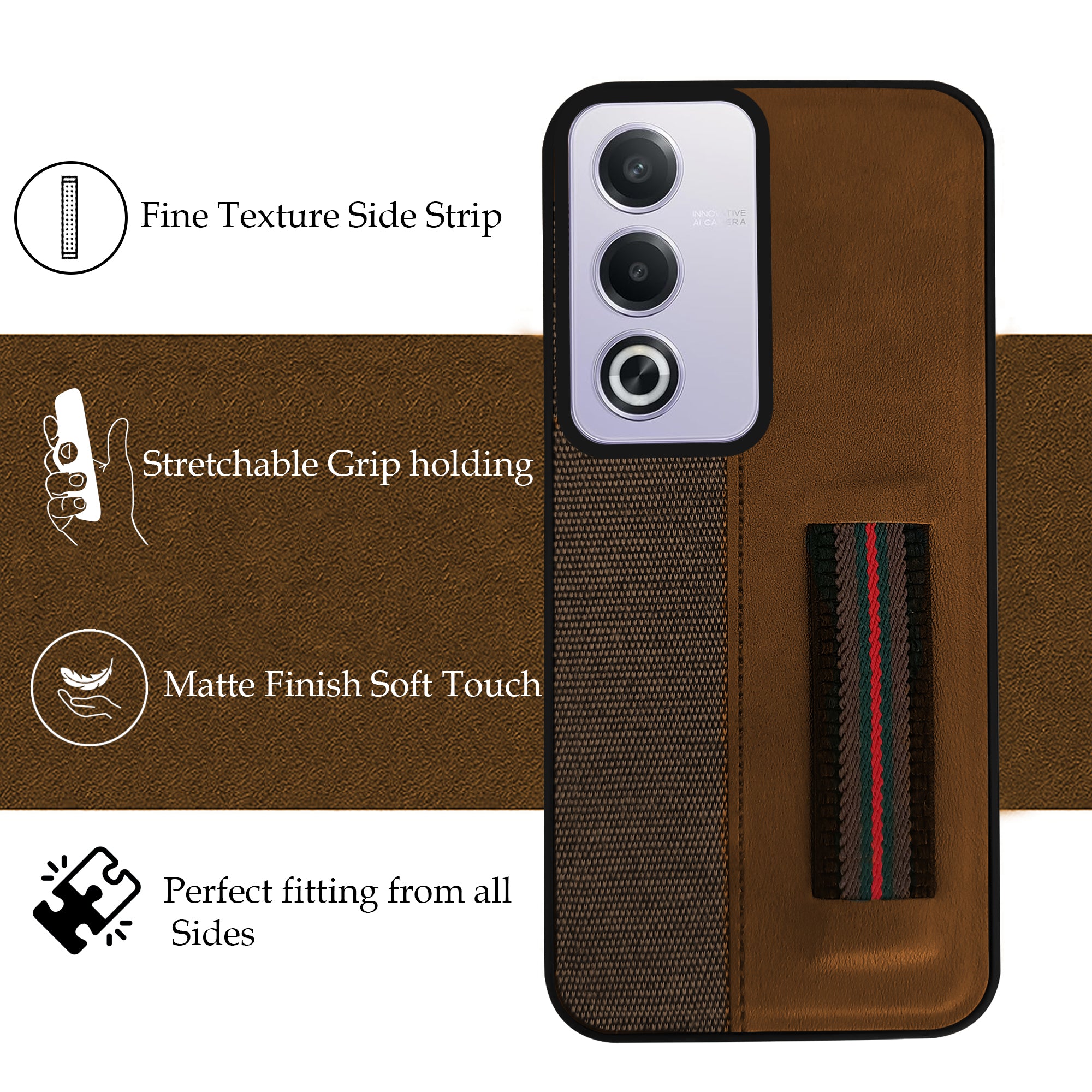 For Oppo A3 Pro 5G Back Cover Case ( Professional PU Leather | Strip Chain Holder Socket)