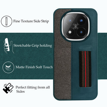 For Redmi Note 14 Pro Plus Back Cover Case ( Professional PU Leather | Strip Chain Holder Socket)