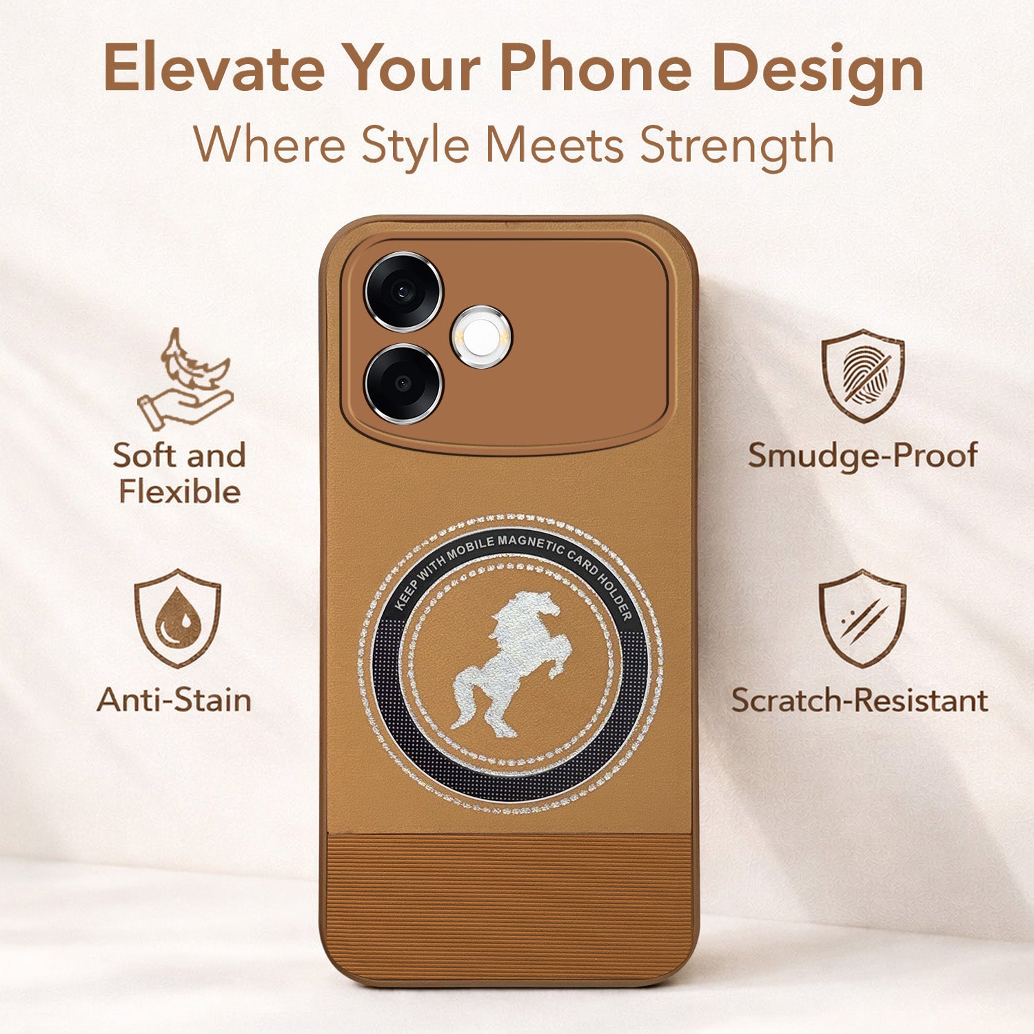 For Oppo F33 Pro 5G Back Cover Case PU Leather Finish (Professional Minimalist Texture | MagSafe Compatile | Camera Protection | Sleek Sober Formal)