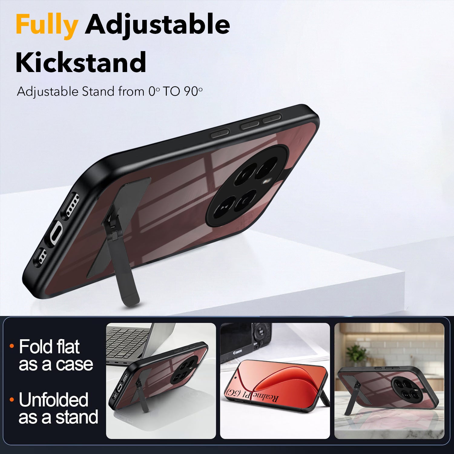 For Realme P1 5G Back Cover Case (Built-in Stand | Lifetime Anti Yellow | Kickstand Shockproof | Camera Protection | MagSafe Compatible)
